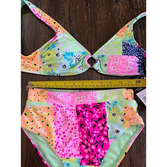 NWT California Waves for Macy's Green patchwork Bikini - Picture 5 of 11